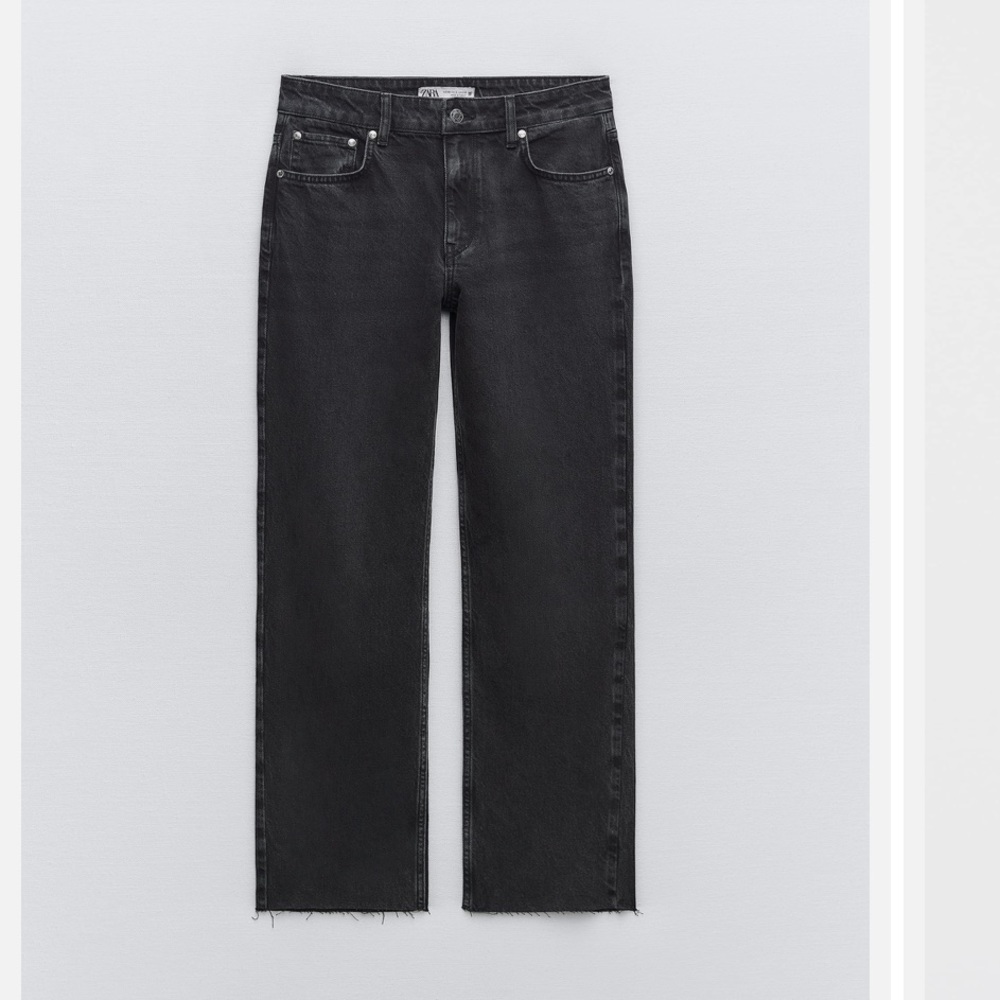 Zara black high rise straight leg jeans